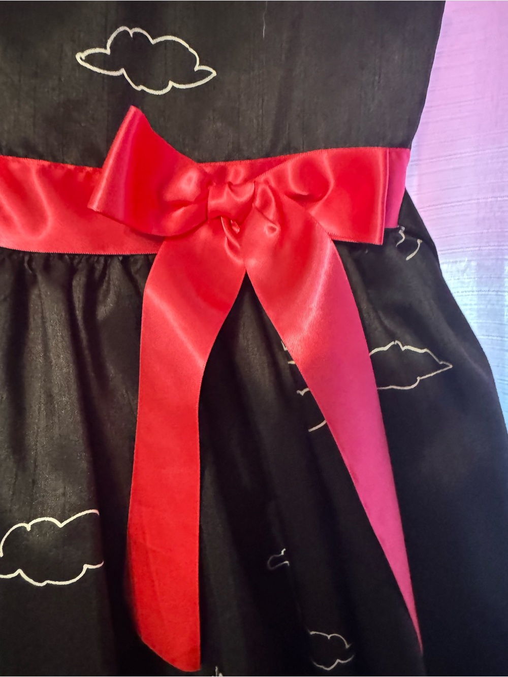 Rare Editions Black Paris Skyline Dress with Pink Sash - Picture 3 of 8